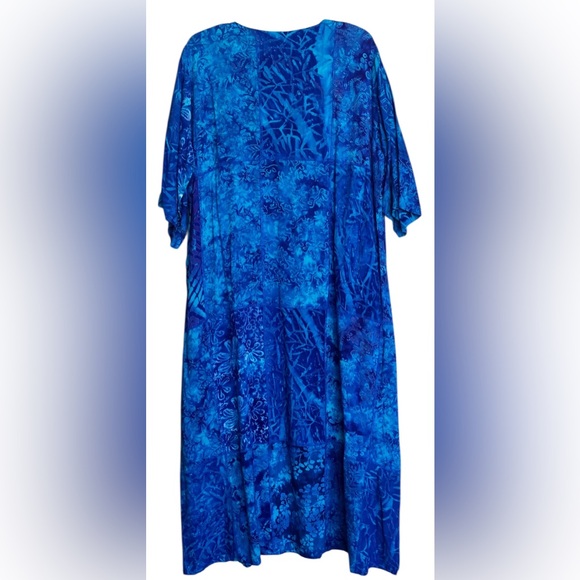 TROPICAL TANTRUM HAWAII N.W.T. Vibrant Blue Short Sleeve Dress.Size Large Maxi - Picture 3 of 13